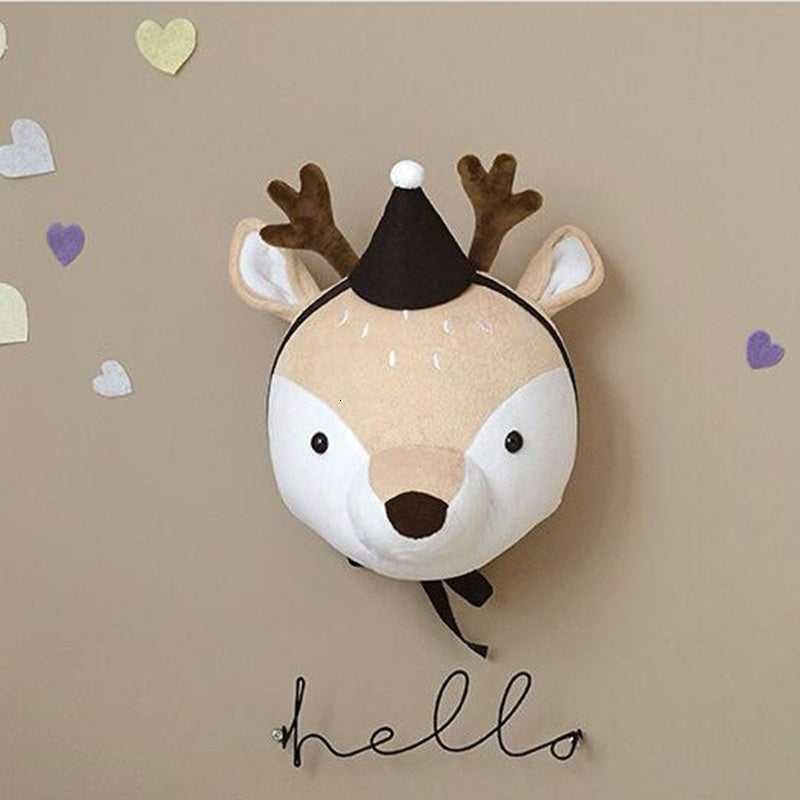 Soft Animal Wall Decor – Cotton Plush Heads for Kids' Rooms