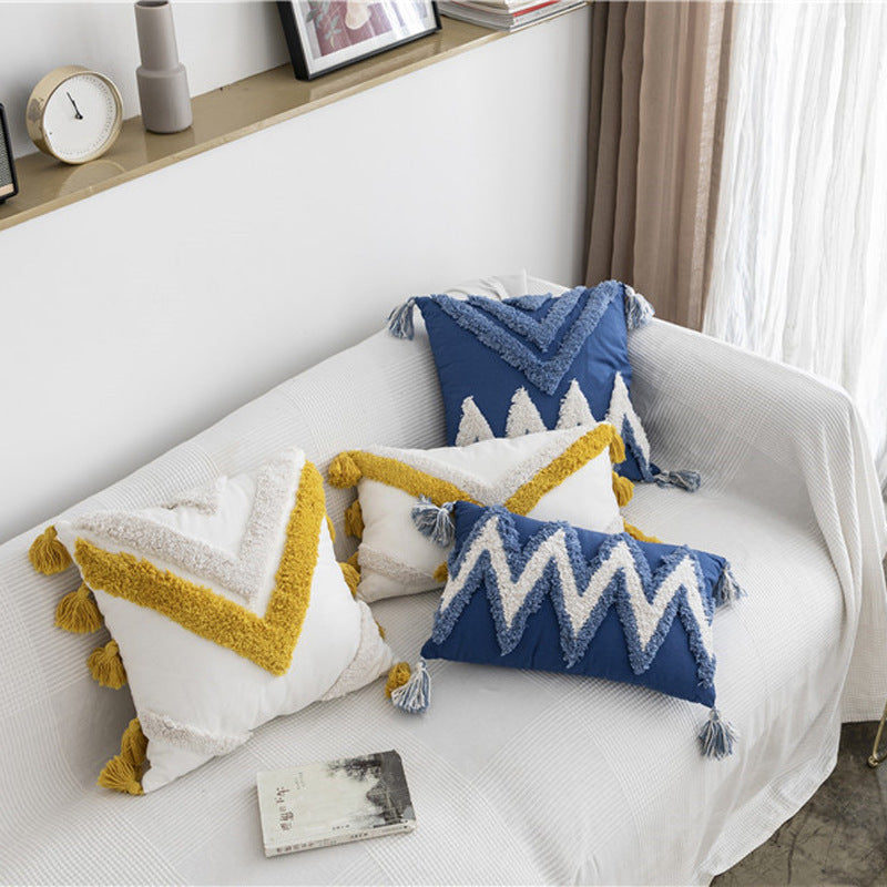 ZigZag Threads Embroidered Cotton Cushion Cover