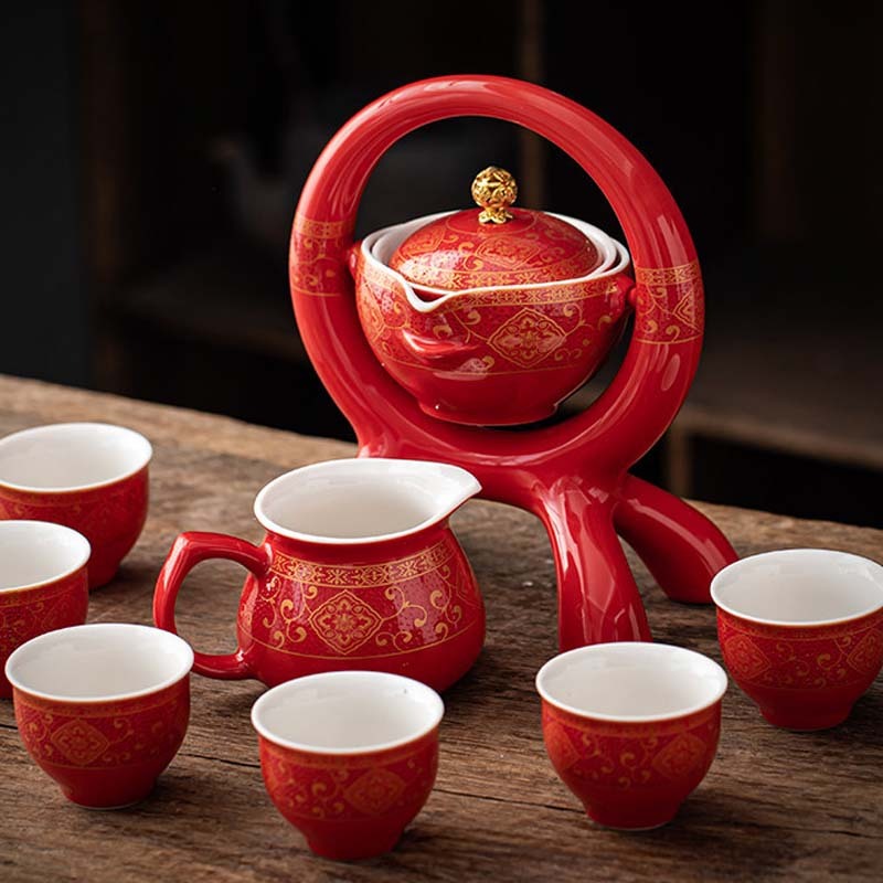 Artisan Firewood Pottery Tea Set – 8-Piece Handmade Collection