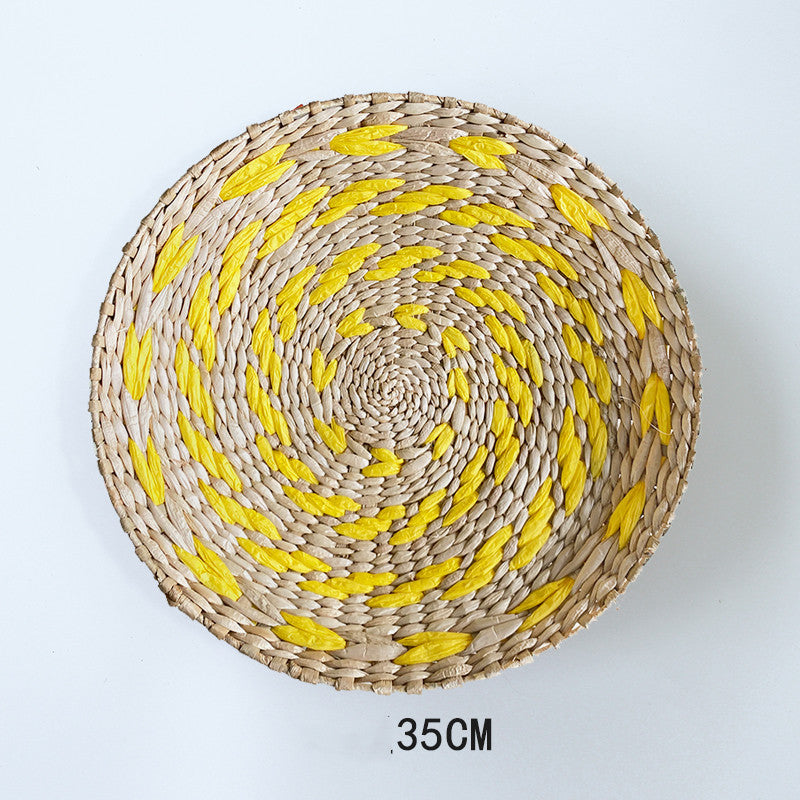 SunRipple Woven Straw Wall Art – Geometric Boho Wall Decor