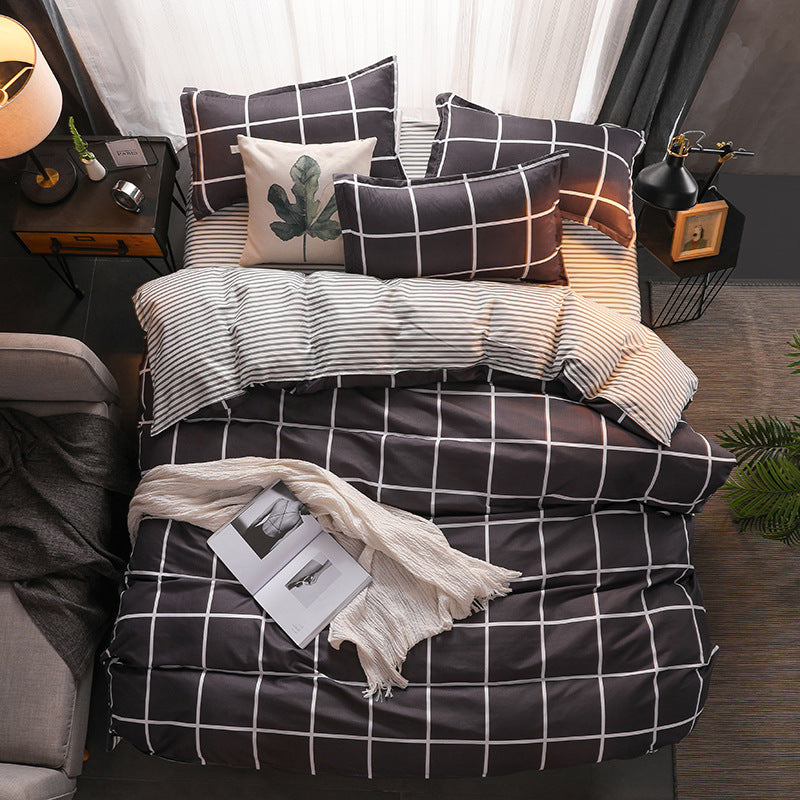 Urban Grid – 3 or 4-Piece Soft Cotton-Blend Bedding Set