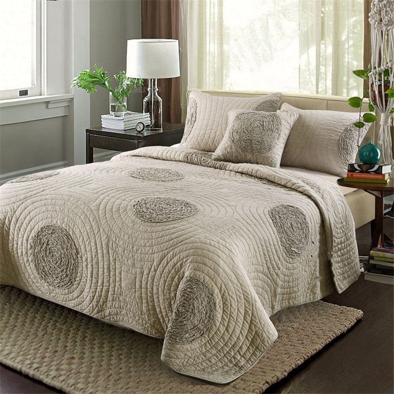 Botanical Whisper – Pure Cotton Quilted 3-Piece Bedding Set