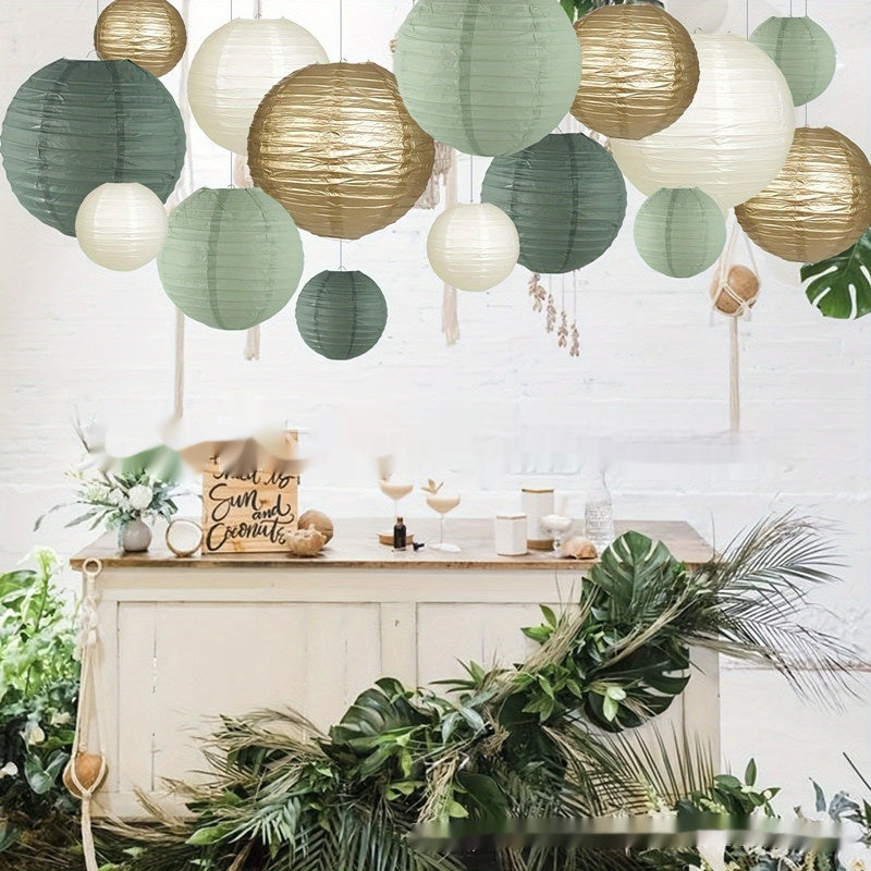 Verdant Bloom Paper Decor set-Lantern & Flowers
