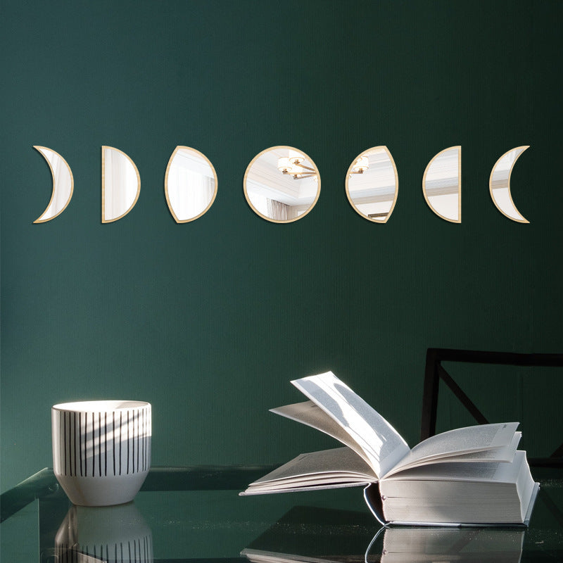 LunaPhases™ Nordic Mirror Wall Stickers – Moon Cycle Acrylic Decor Set