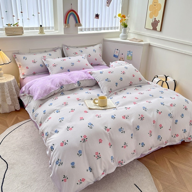 4-Piece Printed Bedding Set – Soft Sanded Cotton, Multiple Sizes