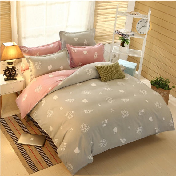 4-Piece Modern Twill Bedding Set – Soft Polyester Fiber with Sheet, Quilt Cover & Pillowcases