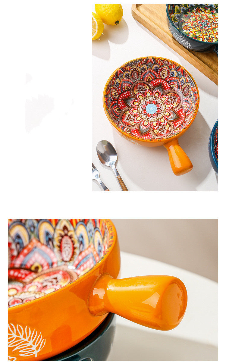 Floral Whispers — Vintage Glazed Handle Bowl (400ml)