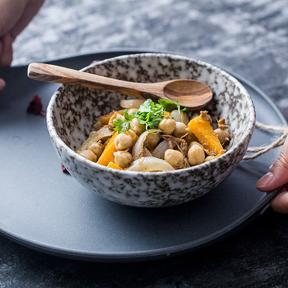 Snow in Stone – Glazed Ceramic Salad Bowl