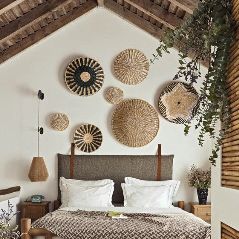 Boho Woven Wall Art Set- Handmade Rattan & Macrame Decor