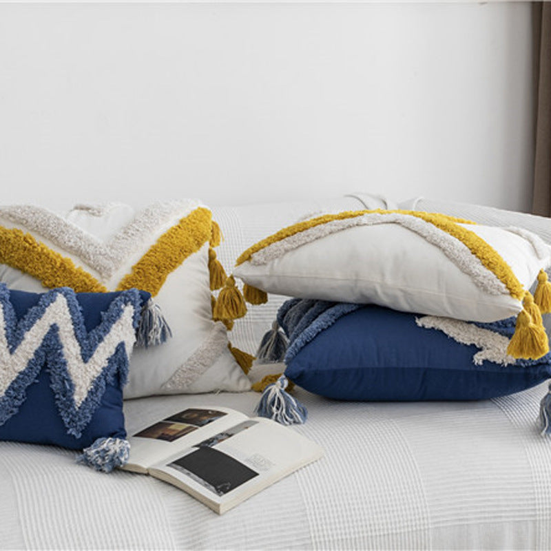 ZigZag Threads Embroidered Cotton Cushion Cover