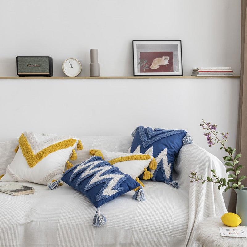ZigZag Threads Embroidered Cotton Cushion Cover
