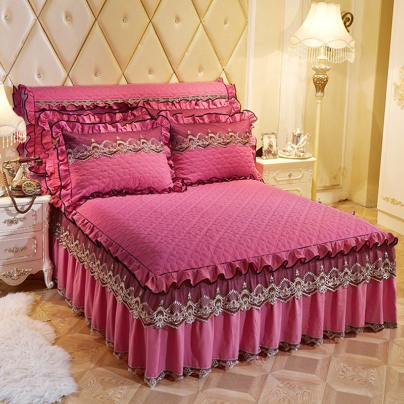 Elegant Skirted Non-Slip Bed Cover Set