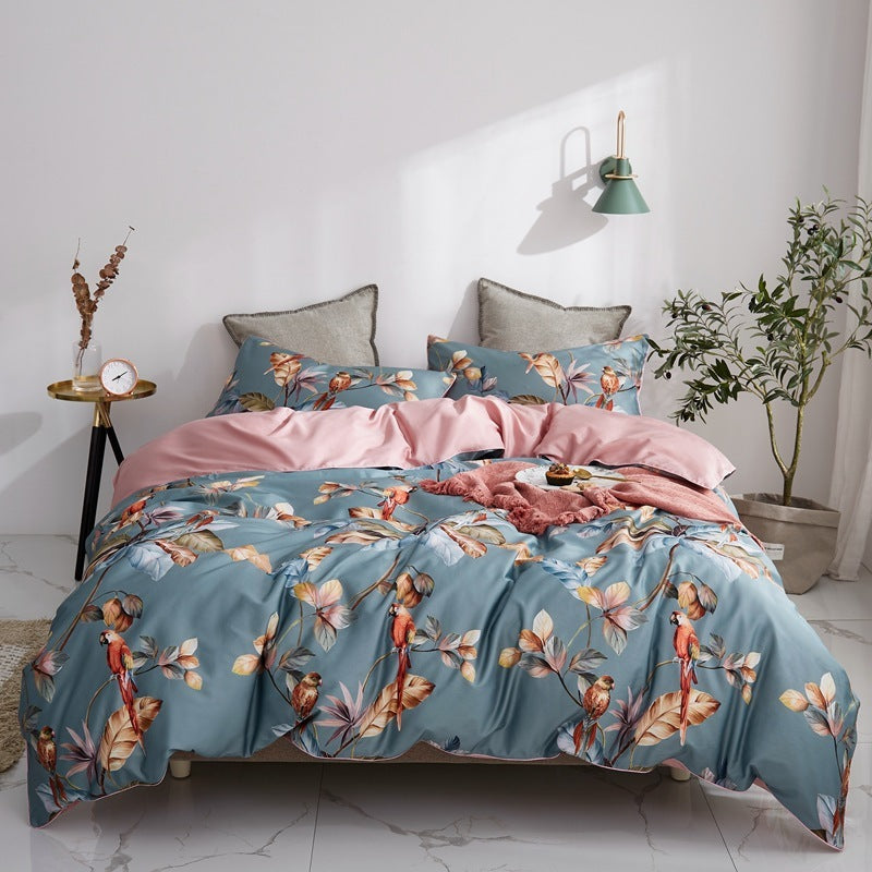 Floral Garden Pure Cotton 4-Piece Bedding Set – American Style Comfort & Elegance
