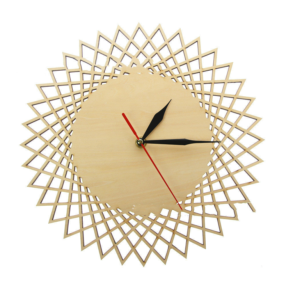 Modern Geometric Wooden Wall Clock – Minimalist Decorative Timepiece for Living Room & Office