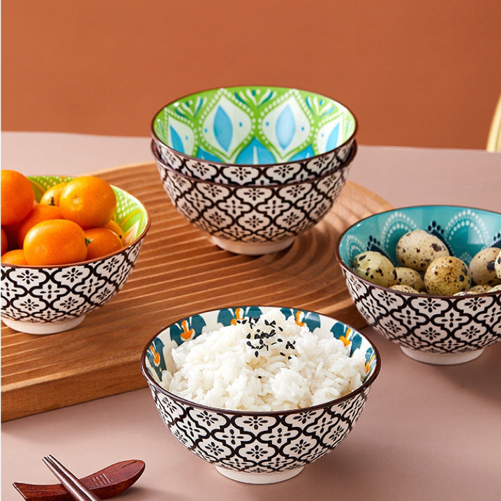 Boho Blossom Porcelain Bowl Set – 6 Pieces