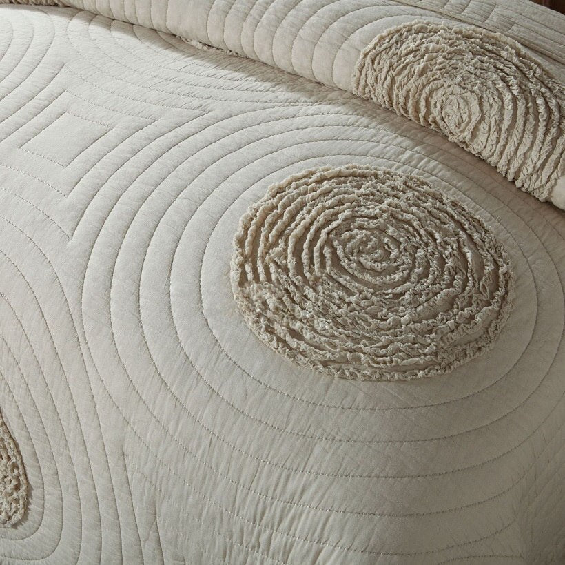 Botanical Whisper – Pure Cotton Quilted 3-Piece Bedding Set