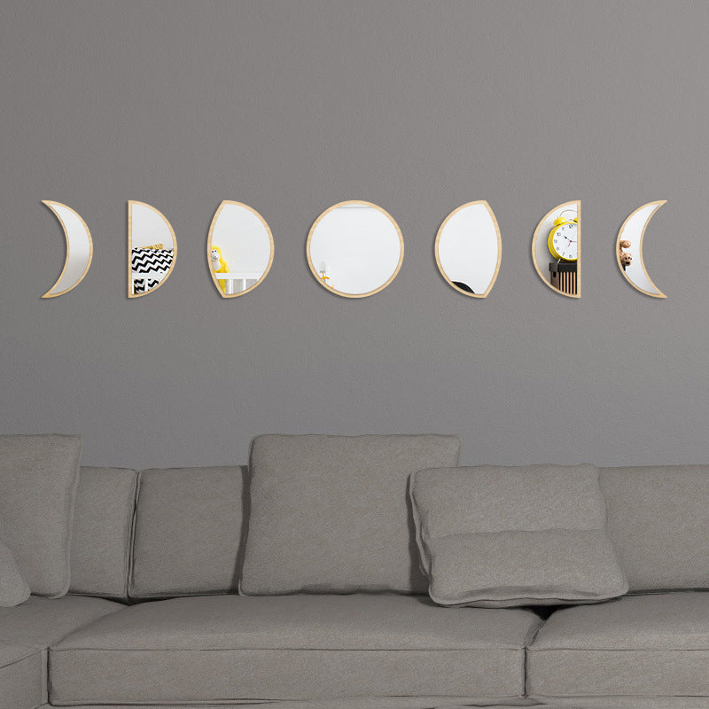 LunaPhases™ Nordic Mirror Wall Stickers – Moon Cycle Acrylic Decor Set