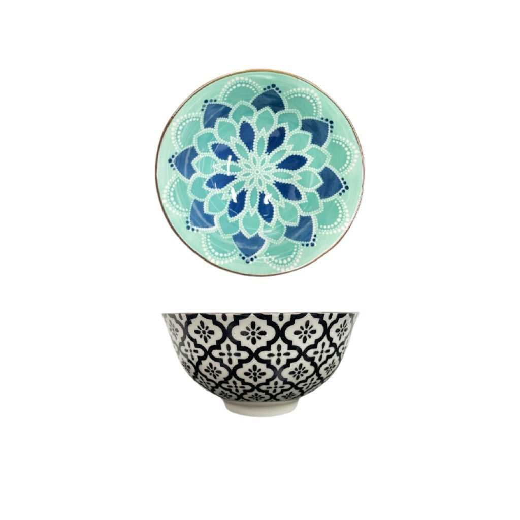 Boho Blossom Porcelain Bowl Set – 6 Pieces