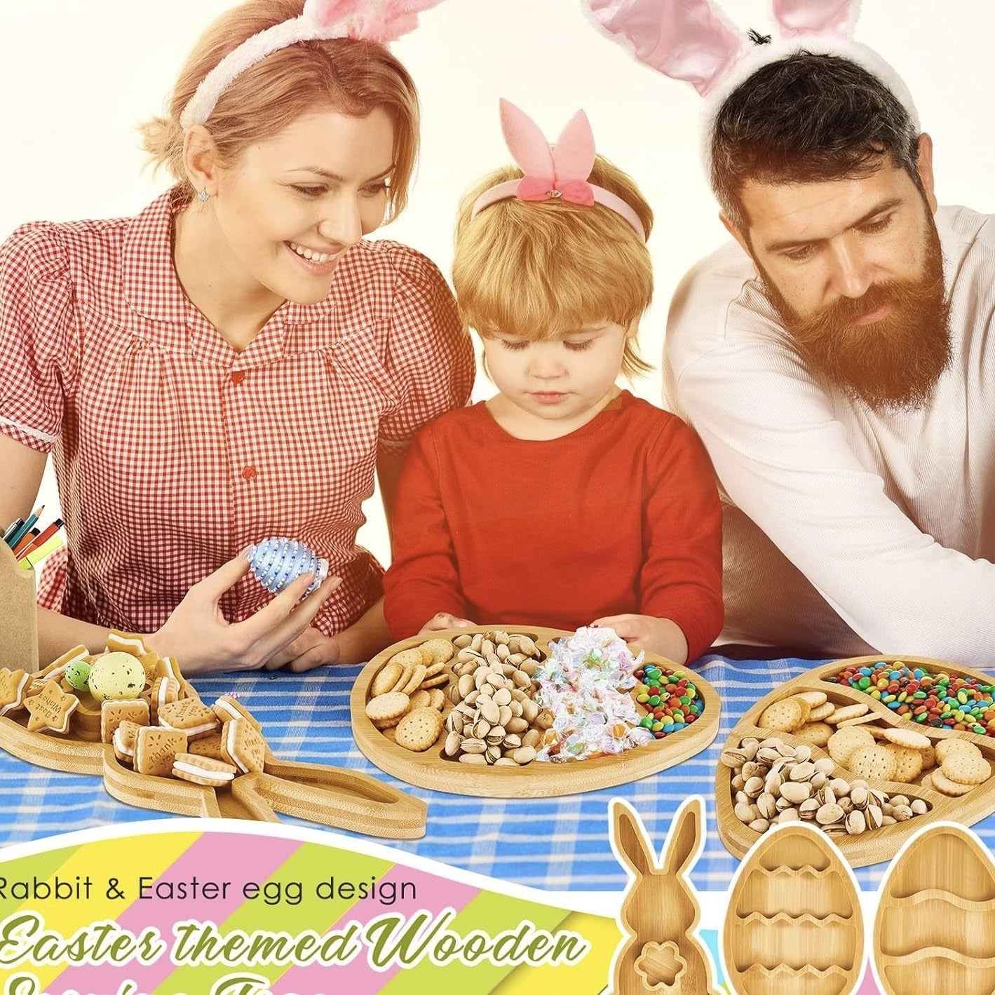 Bamboo Bunny & Egg Snack Tray