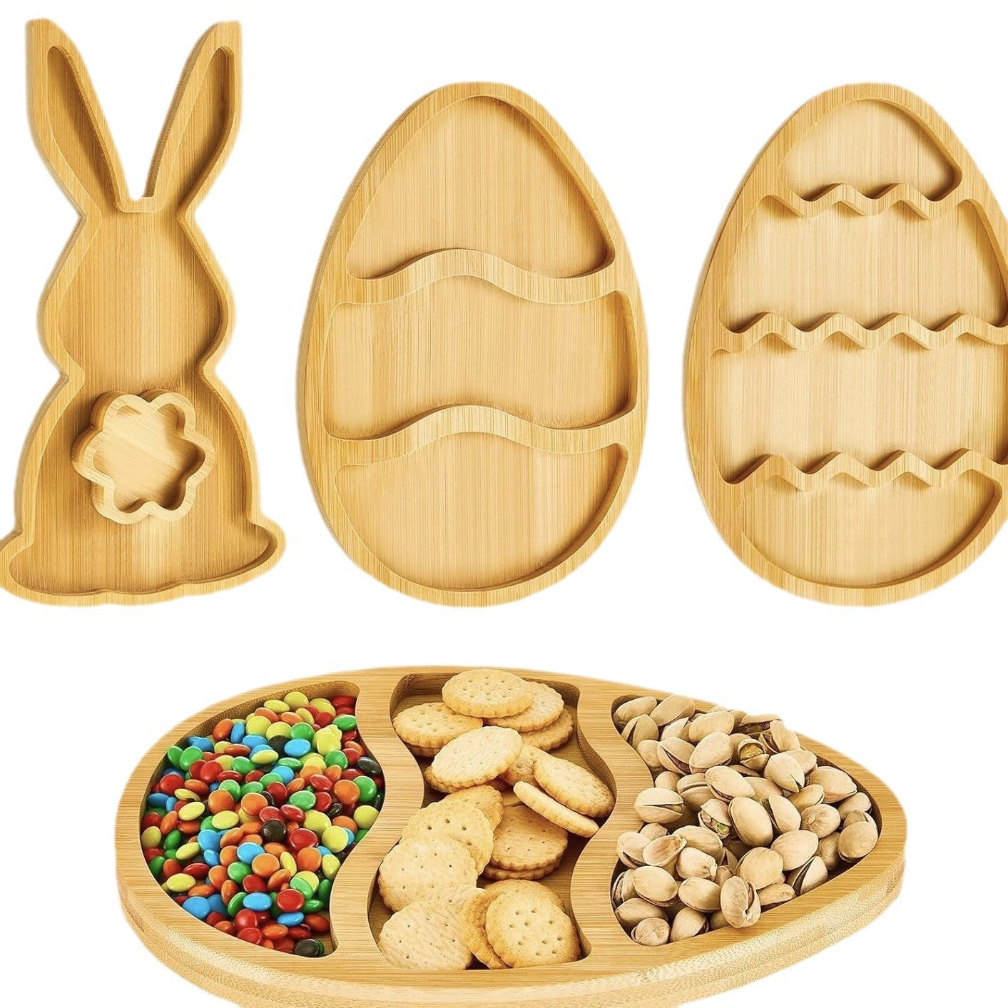 Bamboo Bunny & Egg Snack Tray