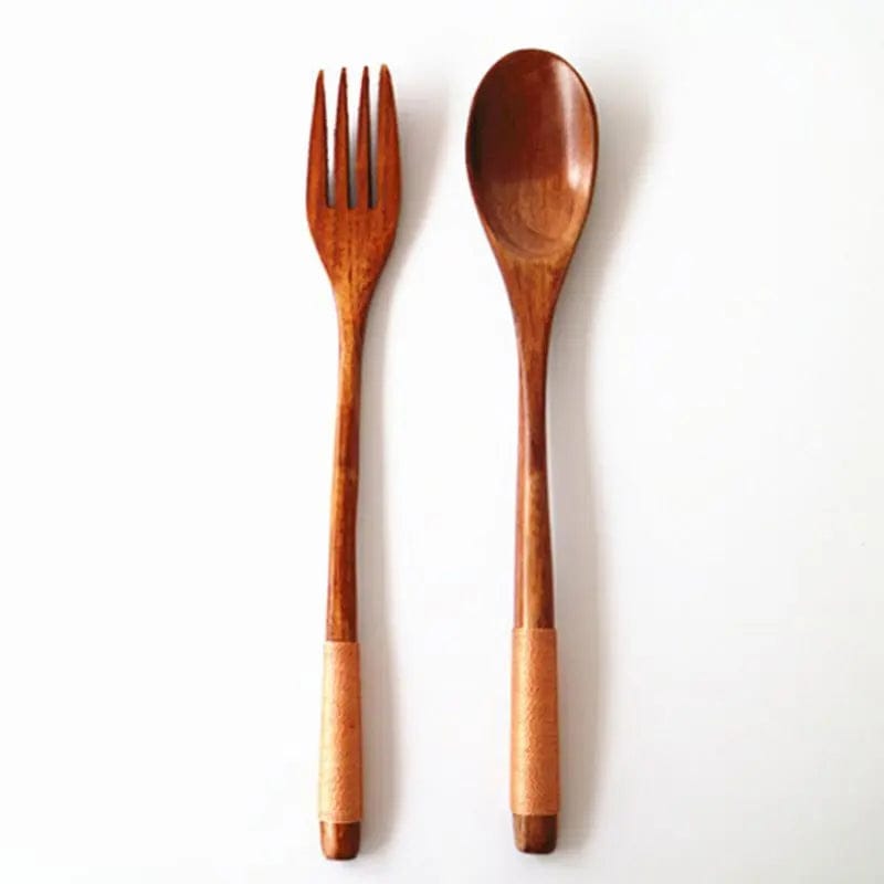Artisan Wooden Spoon and Fork Set Khaki by Simple Homes