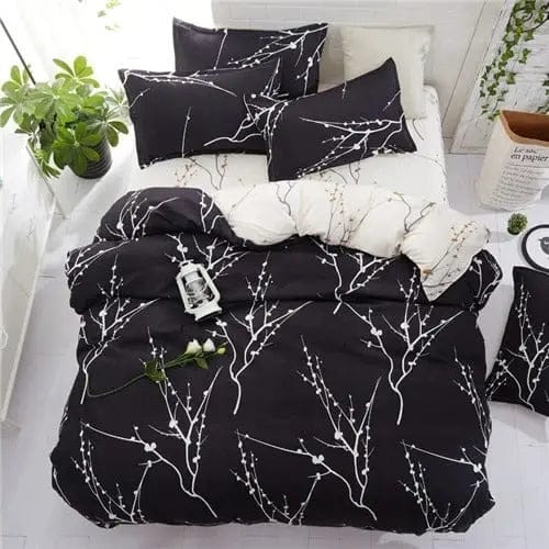 BETTY – Charming 4-Piece Heart Print Bedding Set (Multiple Sizes) Black / 1.5m by Simple Homes