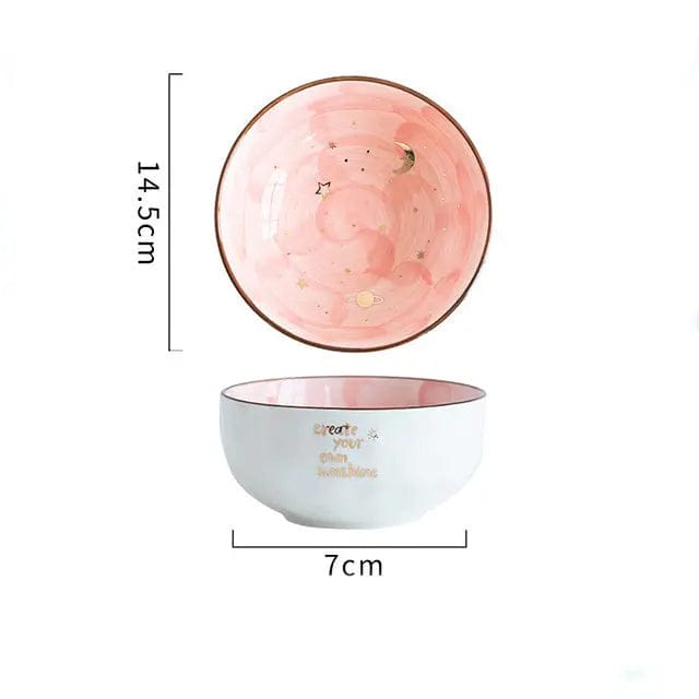 Celeste Ceramic Bowl Set-Galaxy Inspired Design Pink by Simple Homes
