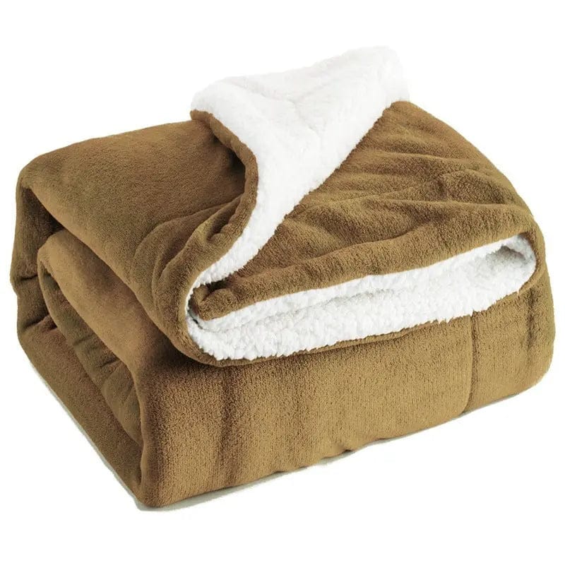 CloudSoft Luxe – Reversible Fleece Throw Blanket (130×160 cm) Camel / 130X160cm by Simple Homes