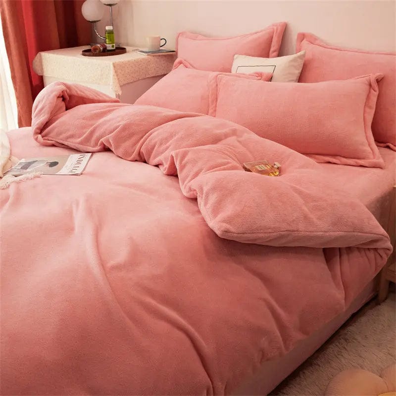 CozyFleece Four-Piece Plush Duvet Set Jade / Quilt cover200x230cm by Simple Homes