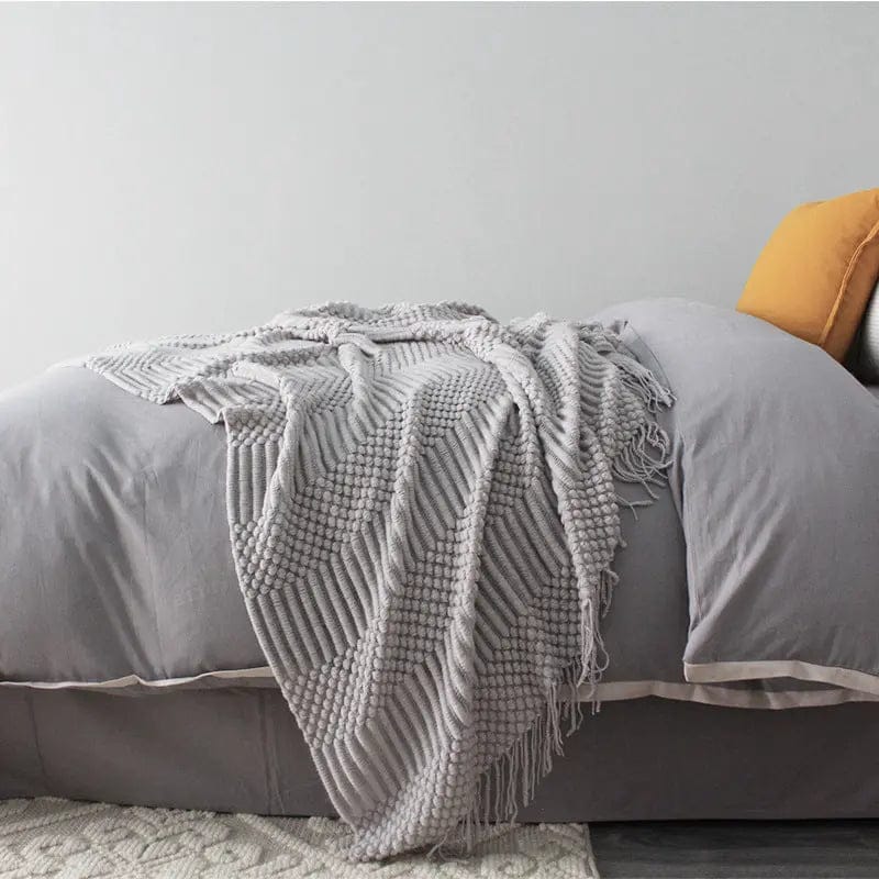CozyWaffle Textured Throw Light grey by Simple Homes