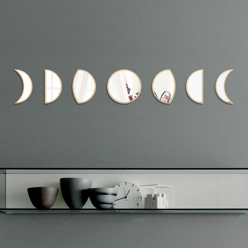 LunaPhases™ Nordic Mirror Wall Stickers – Moon Cycle Acrylic Decor Set