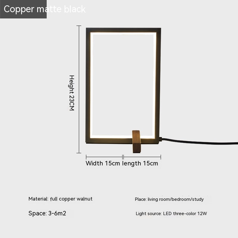 LumeFrame™ Copper LED Table Lamp – Minimalist Geometric Glow