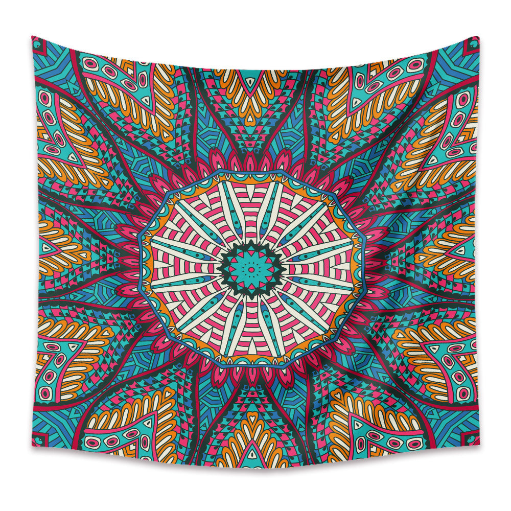 Boho Mandala Wall Tapestry – Rectangular Polyester Hanging Art