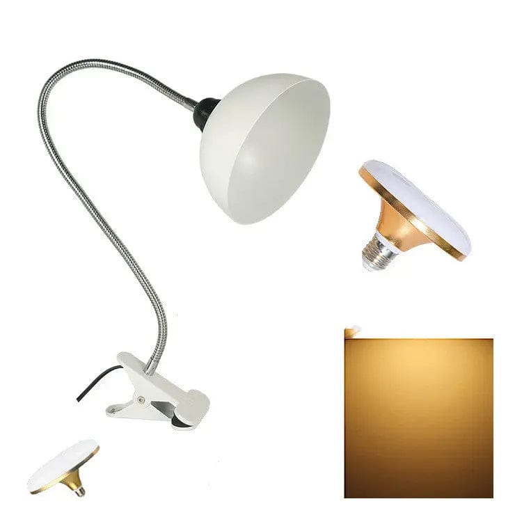 FlexiLite™ Clip-On Desk Lamp – Adjustable Arm with Semicircle Cover Halfcircle lampholder x20W w / Push button switch by Simple Homes