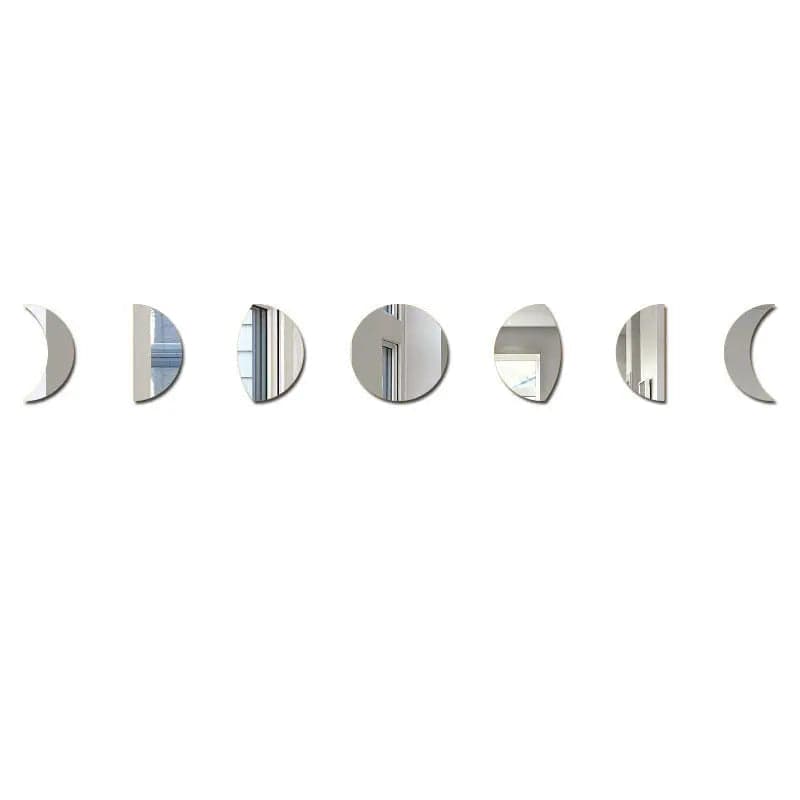 LunaPhases™ Nordic Mirror Wall Stickers – Moon Cycle Acrylic Decor Set Silver by Simple Homes