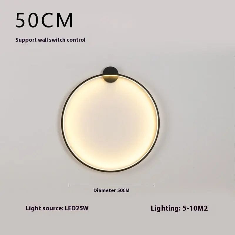 Minimalist Halo LED Wall Lamp Warm Light / Model B In Black 50CM by Simple Homes