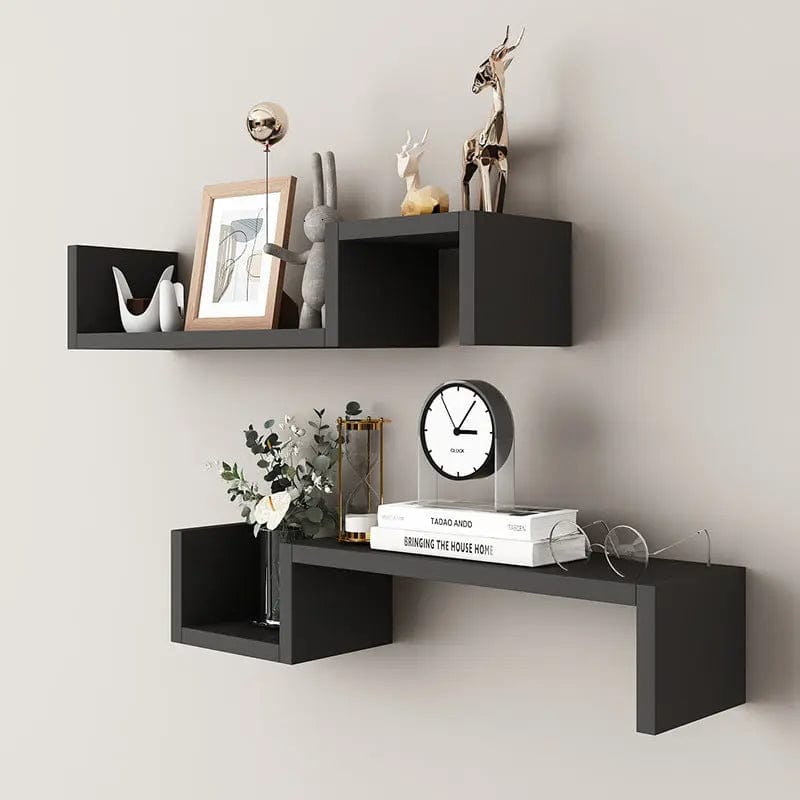 Minimalist Wall Shelf Display Set 2 Layers Black by Simple Homes
