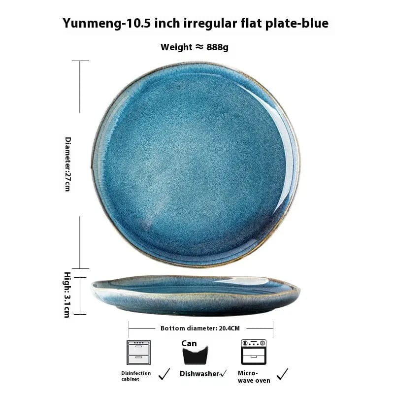 Ocean Glaze – Irregular Ceramic Bowl & Plate Collection 10.5inch flat plate by Simple Homes