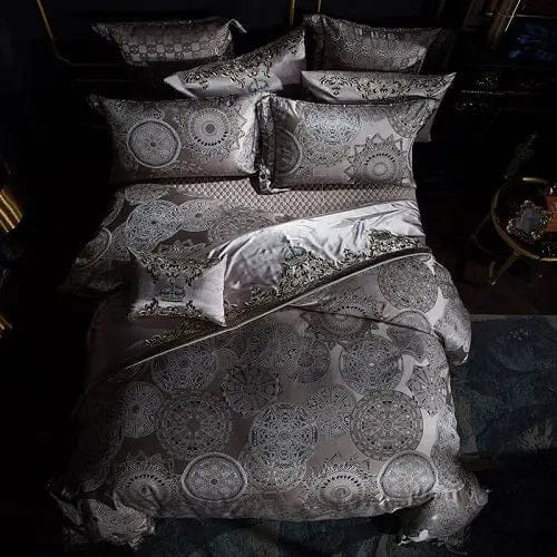 Royal Elegance Jacquard Bedding Set Grey / Queen size 10pcs by Simple Homes