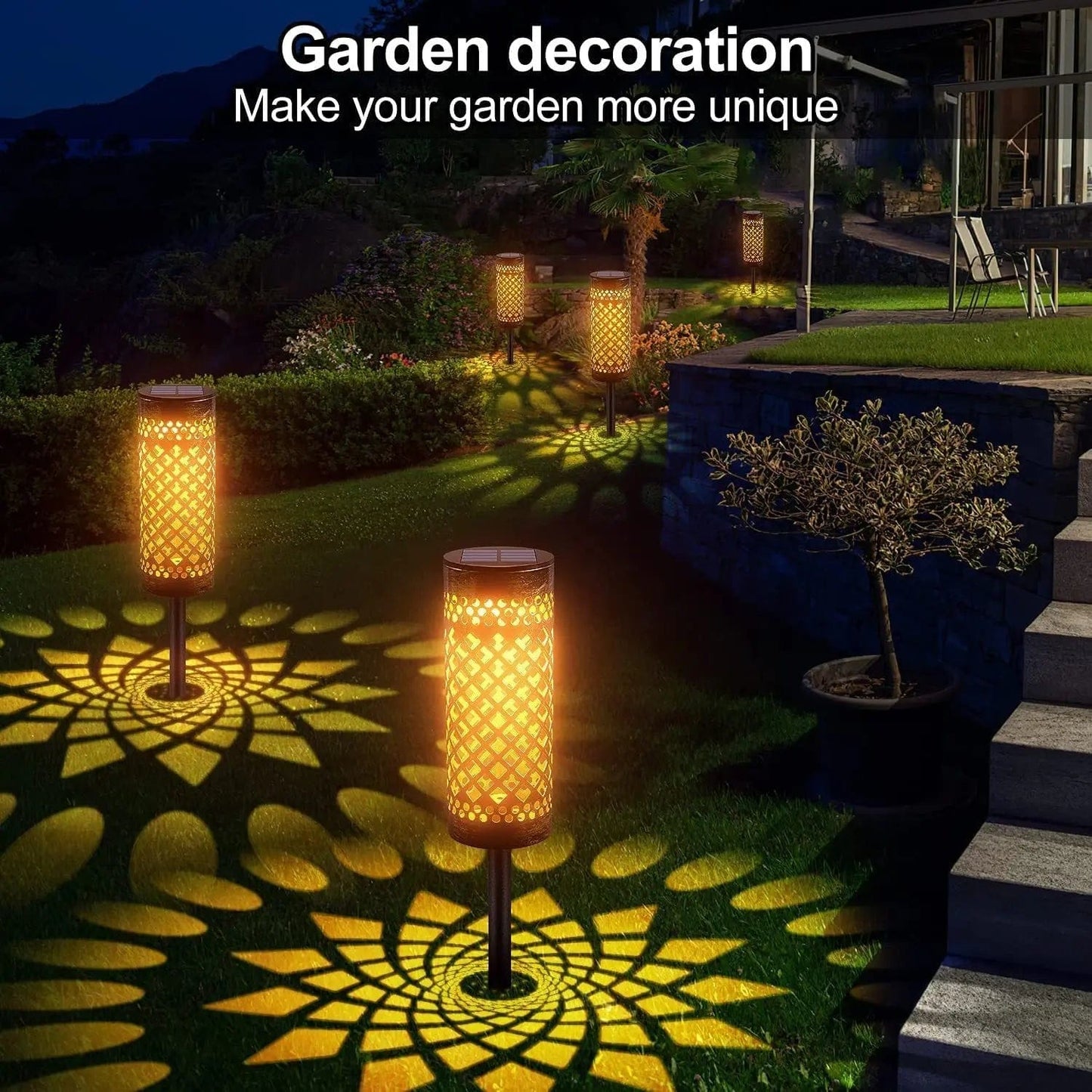 SolarGlow™ Decorative Metal Lawn Lamps – Waterproof Garden Lights Single Warm Light by Simple Homes