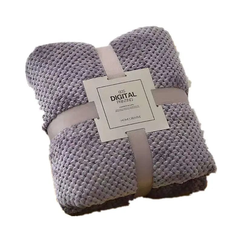 Thick Coral Fleece Blanket – Ultra-Soft Pineapple Texture Throw Purple / 100x150cm by Simple Homes