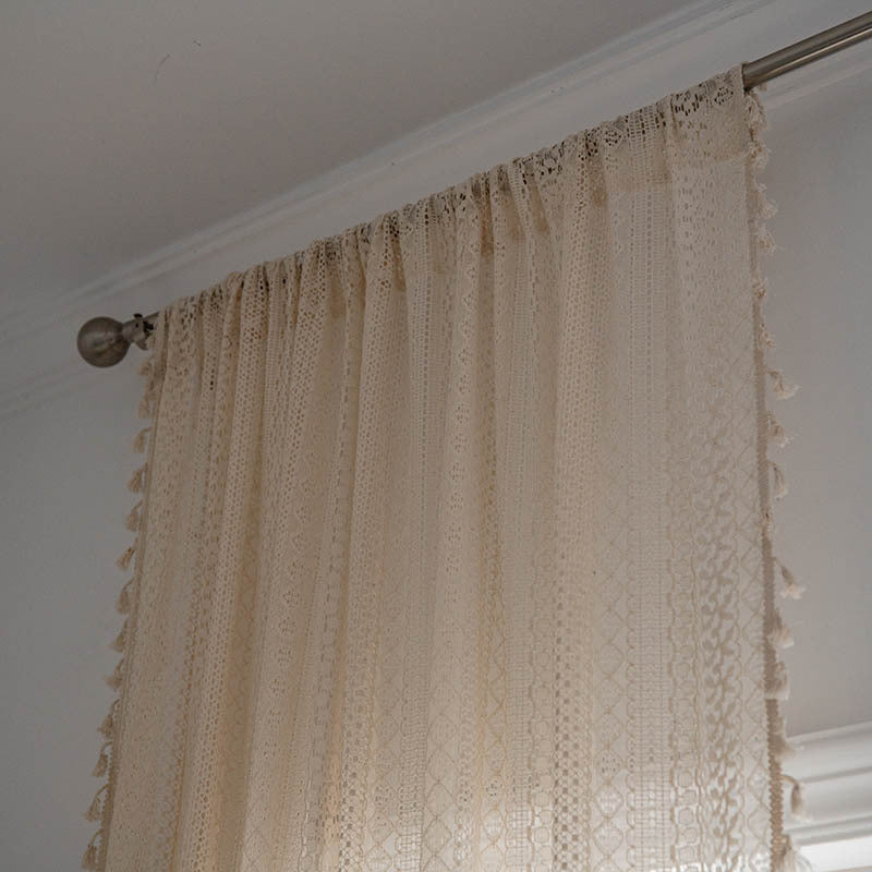 Beige Geometric Wave Hollow-Out Blackout Curtains