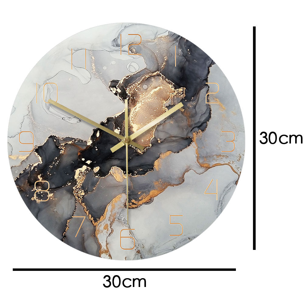 Marble-Inspired Modern Wall Clock – 12" Decorative Quartz Timepiece