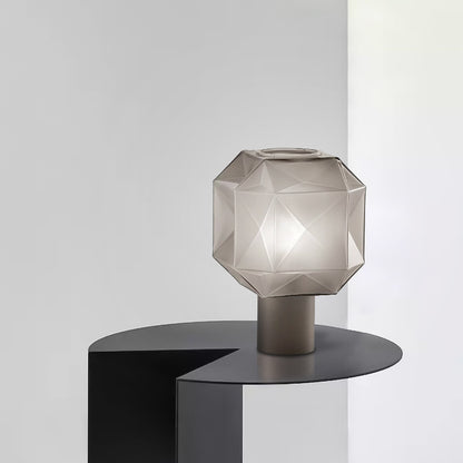 LumaHex™ Modern Grey Glass Table Lamp – Sculpted Glow for Contemporary Interiors