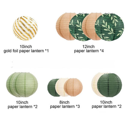 Verdant Bloom Paper Decor set-Lantern & Flowers