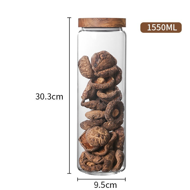 Glass Storage Jars with Wooden Lids – Airtight Borosilicate Kitchen Containers