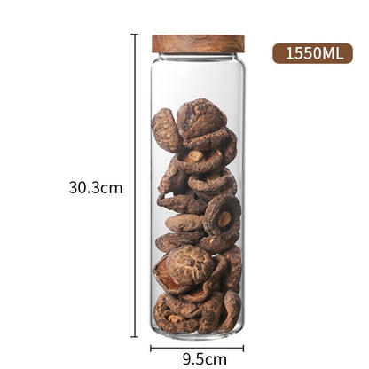 Glass Storage Jars with Wooden Lids – Airtight Borosilicate Kitchen Containers