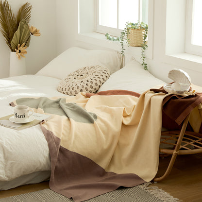 Geometric Viscose Throw Blanket – Soft, Lightweight & Stylish Accent for Sofa or Bed