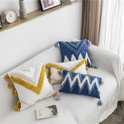 ZigZag Threads Embroidered Cotton Cushion Cover