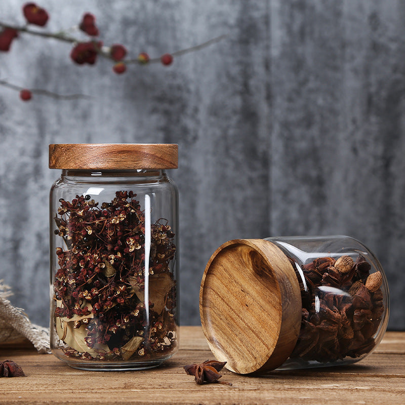Glass Storage Jars with Wooden Lids – Airtight Borosilicate Kitchen Containers